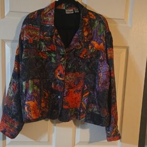 Chico's Multicolor Abstract Lightweight Blazer Vtg. 90's Silk Linen